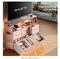 Pink Fabric Chest of Drawers with PU Finish, Six Drawers with Side Pockets and Hooks, Wide Dresser with Shelves for 45" TV, TV Stand for Bedroom with Power Outlets and LED Lighting